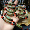 Nine-Eye Dzi Bead Red Agate Necklace