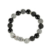 999 Silver Pixiu Bracelet with Map Stone and Black Agate