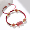 Strawberry Crystal Pixiu Charm Lucky Red String Bracelet