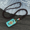 Ebony Wood Pendant Necklace with Buddhist Symbols