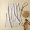 Cotton Linen A-Line Skirt with Pockets, High Waist Midi Skirt