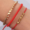 Copper Bead Braided Cord Bracelet, Geometric Adjustable Wristband