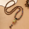 Handmade Wood Bead Necklace with Alloy Pendant
