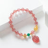 Strawberry Quartz Bracelet with Fox Charm