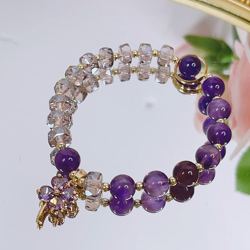 Crystal Charm Bracelet with Clover, Heart or Flower Motif