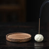 Ceramic Lotus Incense Burner with Wood Base