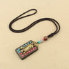 Tibetan Thangka Pendant Necklace, Ebony Wood Rope