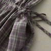 Women's Sleeveless Dress Vintage Plaid Drawstring Waist Cotton Blend