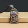 Ebony Wood Pendant Necklace with Buddhist Symbols