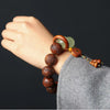 Wood and Luminous Stone Bracelet with Fu Character