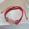 Strawberry Quartz Red String Bracelet with Charm