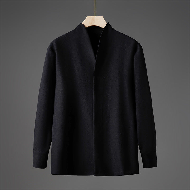 Men's Solid Fall Long Sleeve Hidden Half Button Design Men's Shirts