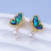 Abalone Shell Pearl Animal Stud Earrings S925 Silver