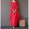 Cotton Linen Maxi Dress Long Sleeve Solid Color