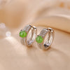 925 Sterling Silver Round Jade Stud Earrings