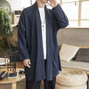Men's Loose Linen Blend Coat, Mid-length Casual Outerwear