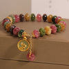 Colorful Tourmaline Bracelet with Rabbit Charm