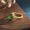 Green Jade Fortune Ring, Adjustable Silver Gemstone Jewelry