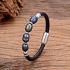 Handmade Irregular Pearl Leather Bracelet with Steel Buckle