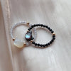 Cat Beaded Ring with Mother of Pearl and Crystal