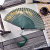 Portable Bamboo Folding Fan with Woven Fabric