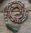 Natural Stone 108 Bead Mala Necklace with Tassel