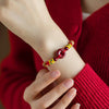 Red String Peace Buckle Bracelet with Cinnabar or Peach Wood