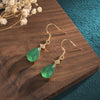 Cyan Jade Luck Drop Earrings, Vintage Style Gemstone Dangles