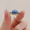 Lotus Flower Enamel Adjustable Ring