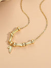 Gold-Plated Bamboo Necklace with Leaf Charm
