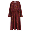 Ethnic Floral Cotton Linen Midi Dress with Pockets
