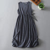 Women's Summer Sleeveless Dress Vintage Plaid Midi Style