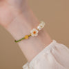 Interlocking Peace Buckle Bracelet, Faux Jade Beads