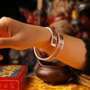 Copper Cuff Bracelet with Auspicious Clouds and Seals