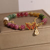Colorful Tourmaline Butterfly and Gourd Charm Bracelet