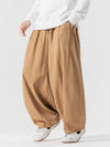 Men's Harem Pants Solid Color Cotton Elastic Waist With Pockets