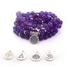 108 Mala Beads Bracelet Natural Stone Lotus Charm