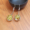Dried Flower Glass Earrings, Handmade Floral Drop Jewelry