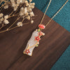 Bamboo Lotus Necklace Pendant Gold-Tone Floral Charm