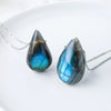 Natural Labradorite Water Drop Necklace Pendant with Silver Chain