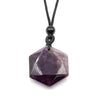 Hexagonal Crystal Pendant Necklace with Cord