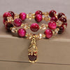 Purple Beaded Charm Bracelet with Pixiu, Fox or Heart