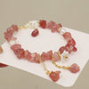 Strawberry Quartz and Green Strawberry Quartz Flower Bracelet