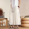 Men's Wide Leg Pants Summer Linen Blend Solid Color