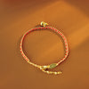 Red String Gourd Bracelet with Gold Tone Charm