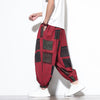 Men's Cotton Harem Pants Summer Boho Drawstring Geometric Cropped Trousers