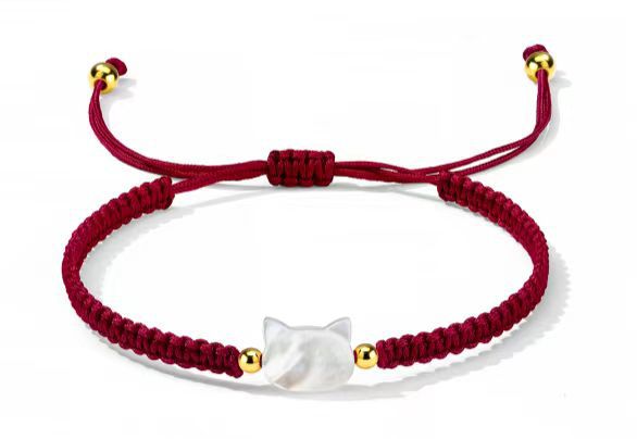 Faceless Cat Head Red String Connection Bracelet