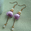 Handmade Velvet Flower Earrings, 925 Silver Hook