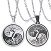 Tree of Life Yin Yang Stainless Steel Necklace Pendant