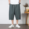 Men's Linen Cotton Capri Pants with Pockets